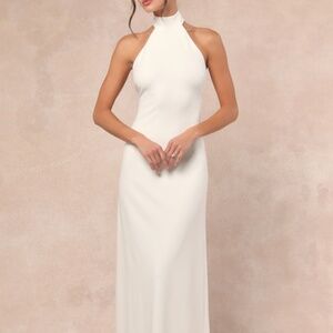 Lulus Alaura White Backless Halter Maxi Dress - Size XL